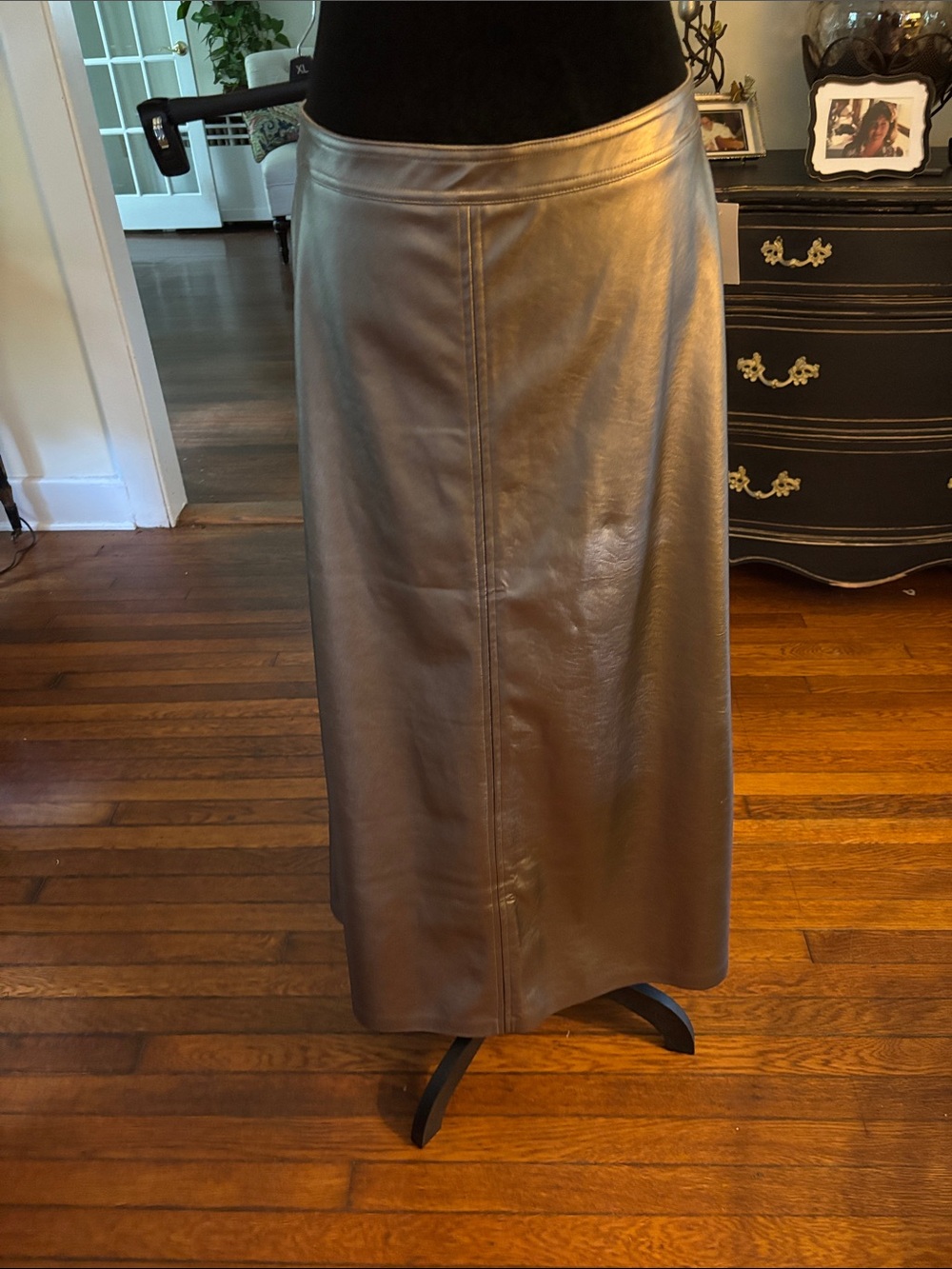 CeCe Metallic silvery/gold Maxi faux Leather Skirt